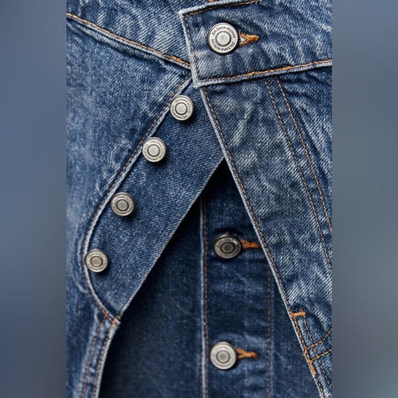 NWT. Zara Blue Denim Layered Mini Dress. Size S. - Picture 7 of 13